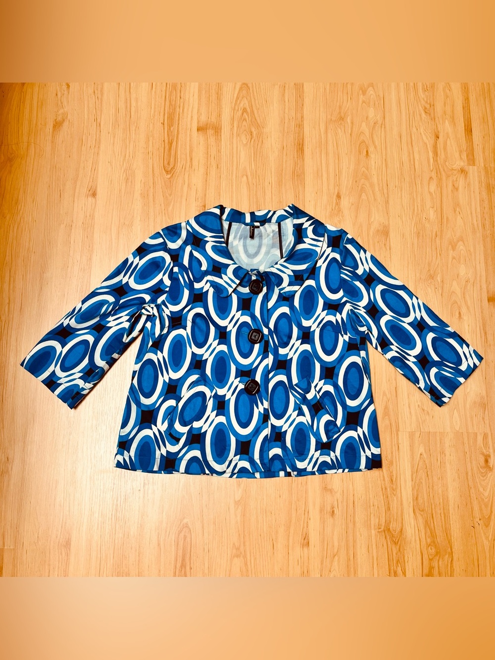 Abstract Pattern Light Pea Coat